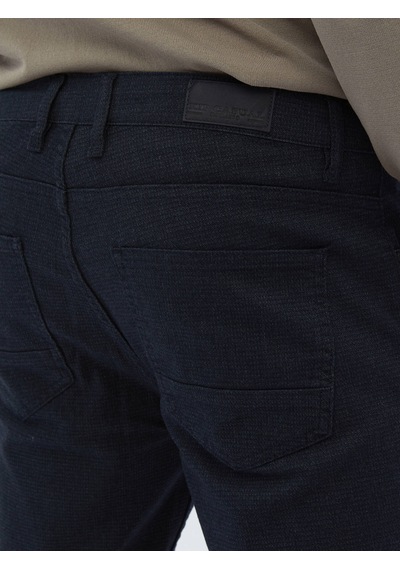 Lacivert Dokuma Slim Fit Casual Pamuk Karışımlı Pantolon Lacivert