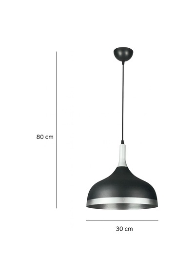 Koal Avize Cosmos Siyah Içi Gümüş Özel Tasarım Modern Dekoratif Cafe Mutfak Salon Sarkıt Tekli Avize Ampulsüz Siyah Gümüş Siyah