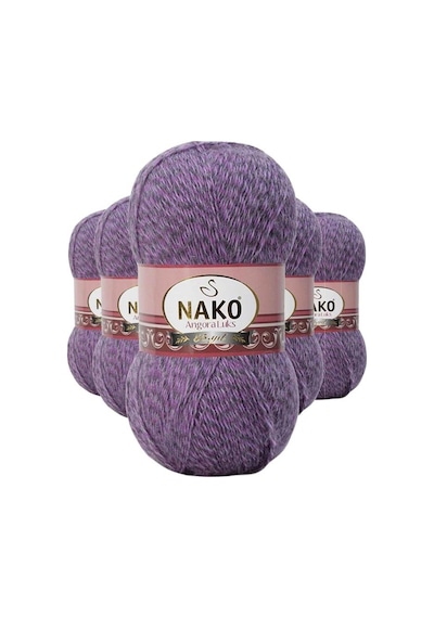 5 Adet Angora Lüks El Örgü İpi Lila Muline 21360