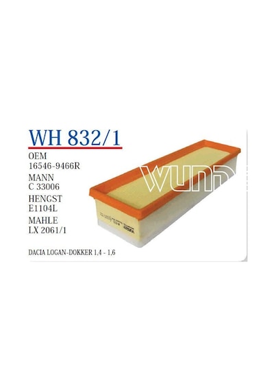WUNDER WH832/1 HAVA FILTRESI DACIA LOGAN-DOKKER-LODGY 1.6 MPI 13