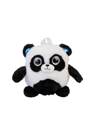 Glanart Çocuklar İçin Sevimli Peluş Sırt Çantası Panda25 Cm 3-6 Yaş Siyah