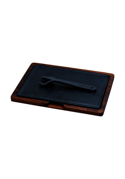 Lava Döküm Ahşap ve Döküm Demir Hot Plate Servis Tahtası. Ölçü 20x30cm.