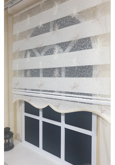 Zebra Stor Nakışlı Beyaz Etek Dilimli Stb 470 Beyaz