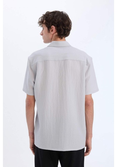 DeFacto Regular Fit Polo Yaka Krinkıl Yazlık Kısa Kollu Gömlek E1223AX25SMGR184