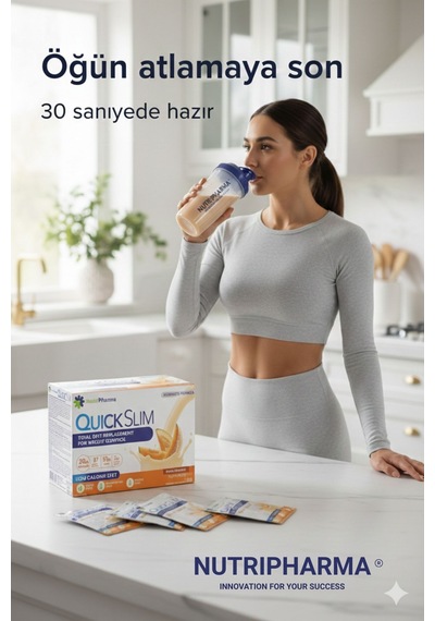 Nutripharma Quick Slim Whey Proteinli Öğün Tozu - Kavun Aromalı 30 Saşe + Shaker