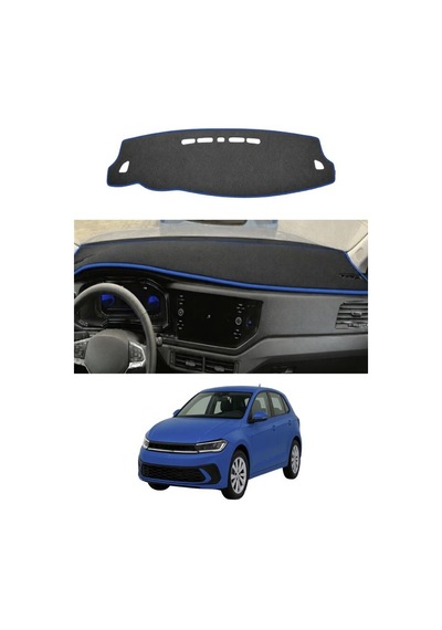 Volkswagen - Polo 2022+ Uyumlu Torpido Koruma Kılıfı - Mavi Şeritli
