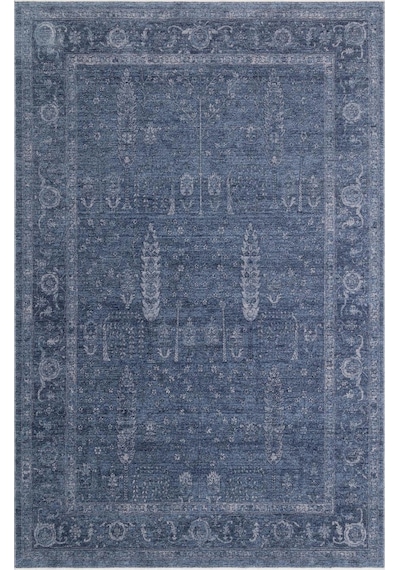 Eko Halı Shıraz Shr 03 Navy Vintage Tarzlı Yumuşak Dokulu Modern Makine Halısı Mavi Gri