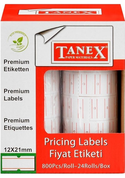 Tanex Motex Fiyat Etiketleme Makinası Beyaz Çizgili Renk Etiketi