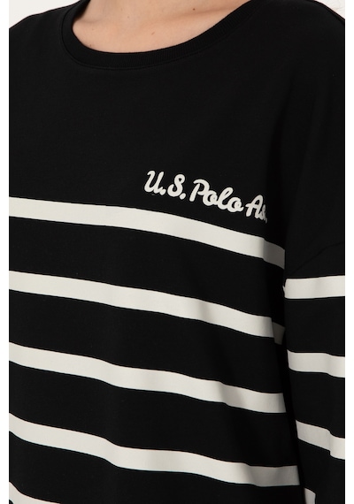 U.S. Polo Assn. Kadın Siyah Çizgili Bisiklet Yaka Sweatshirt 50297279-VR046 U.S. Polo Assn. Kadın Siyah Çizgili Bisiklet Yaka Sweatshirt 50297279-VR046