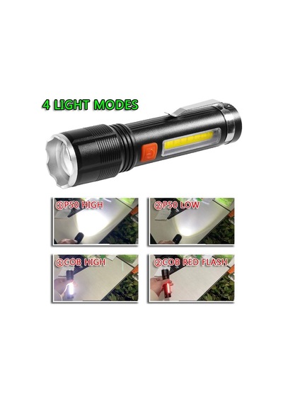 Baretta Br-85 Xhp50 Led 5 Fonksiyonlu Şarjlı El Feneri Kırmızı