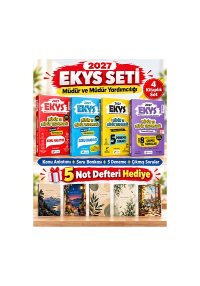 2027 Ekys Müdür Ve Müdür Yardımcılığı Full Hazırlık Seti Konu Anlatımı + Soru Bankası + 5 Deneme + Son 8 Yıl Çıkmış Sorular 5 Not Defteri Hediye - 936235164