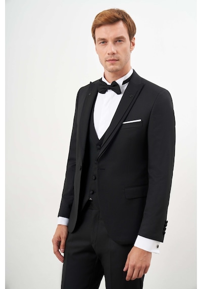 Morven Erkek Siyah Poliviskon Ceromonia Jakar Desen Slim Fit Sivri Çıkma Yaka Damatlık 24mc055018001 Siyah Morven Erkek Siyah Poliviskon Ceromonia Jakar Desen Slim Fit Sivri Çıkma Yaka Damatlık 24mc055018001 Siyah