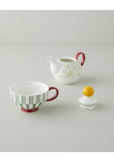 Nostalgic Serenity New Bone China Demlik Seti 380 260 Ml Bordo Hardal