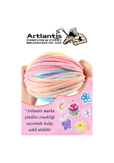 Şönil Pastel Renkler 30 Cm 100 Lü 1 Paket Pastel Renkli Tüylü Tel Peluş Tel 30 Cm Elişi Okul Projeleri Süsleme