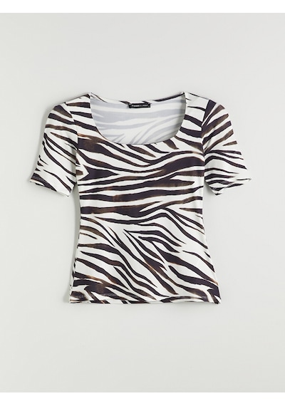 Lcwaıkıkı Classic Siyah U Yaka Zebra Desenli Kadın Body