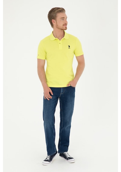 U.S. Polo Assn. Erkek Slim Fit Polo Yaka Fıstık Yeşili Basic Tişört 50279613-VR087