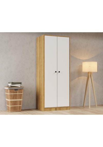 Kuzey Life Rami 2 Kapaklı 5 Raflı Askılı Gardırop 52cm Derinlik
