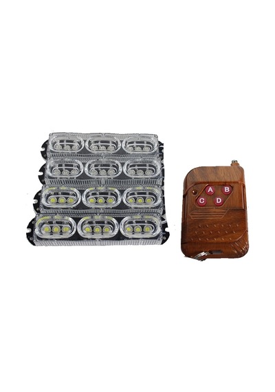 Space Çakar Lamba Uzaktan Kumandalı 4'lü 9x4 Led Beyaz-beyaz/kırmızı-mavi / Lapa519