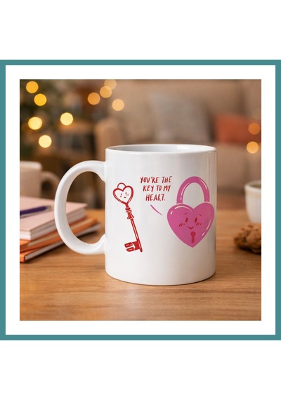 Trendexa Model 27 You Re The Key To My Heart Tasarımlı Porselen Kupa - Sevgiliye Arkadaşa Özel Anlamlı Hediye Mac Diğer