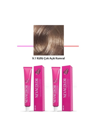 Hubrendy Tedarik 2 Li Set Premium 9.1 Küllü Çok Açık Kumral - Kalıcı Krem Saç Boyası 2 X 50 G Tüp