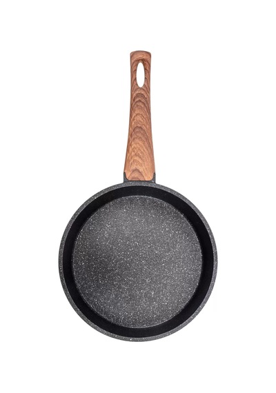 24 Cm Febern Premium Bio Granit Alüminyum Döküm Nisch Tava Siyah-koyu Ahşap Kulp