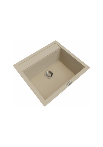 Polex Cristalüx Granit Evye P-08 Bej Tezgah Altı Ve Tezgah Üstü Kare Mutfak Evyesi 55.5x50 CM