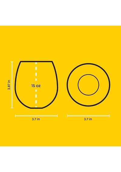 Hue Stemless Şarap Kadehi Seti. Büyük, 15 Oz, Sapsız, 6'li Set Beyaz Şarap, Kırmızı Şarap, Su, Köksüz Margarita Bardakları İçin Kısa Şarap Bardakları, Renkli Çok Renkli