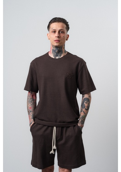 Respire Erkek Pis Dikişli Regular Fit T-shirt Kahve