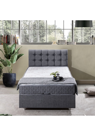 Venedik Tek Kişilik Baza Başlık Comfort Ortopedik Yatak Seti - Gri 100 x 200