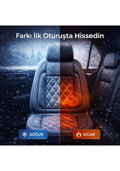 Polham 12v Isıtmalı Araç İçi Koltuk Minderi 65 C Ye Kadar Güçlü Isıtma Çakmaklık Girişli Tak-çalıştır 1 Adet