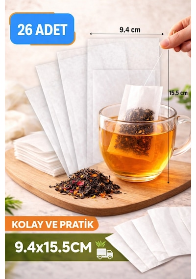 Kullan At Çay Demleme Filtresi 26 Adet Doğal Kağıt Bitki Çayı Ve Kahve Poşeti Belirtilmemiş Diğer