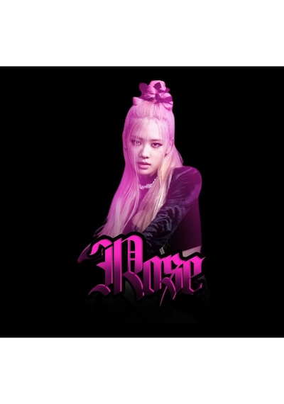 Rosé - Blackpınk - K-pop - Baskılı Unisex %100 Pamuk Kapüşonlu Siyah Sweatshirt Siyah