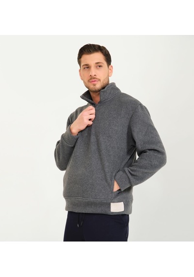 Nors Vanir Basic Yarım Fermuarlı Polar Sweatshirt Gri 001