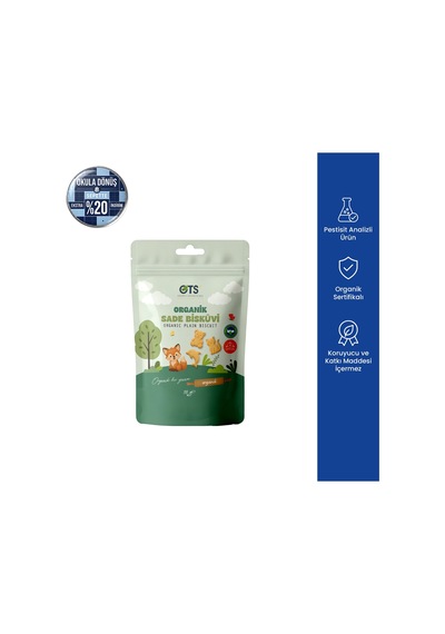 Ots Organik Sade Bisküvi 55 Gr Organik Sertifikalı, Pestisit Analizli 55 G