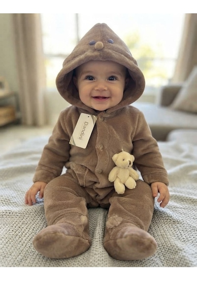 Gunes7 Peluş Bebek Uyku Tulumu Kahverengi
