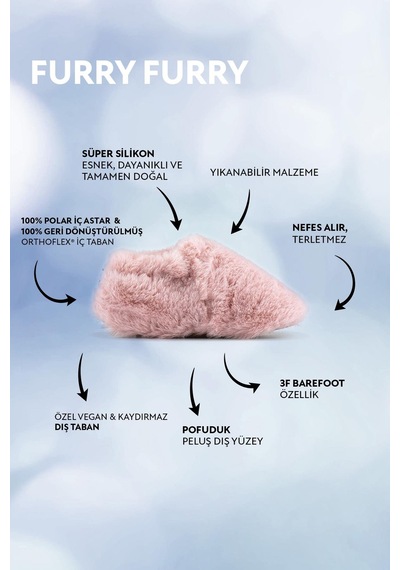 Furry Kırık Beyaz Kürk Barefoot Patik Kırık Beyaz