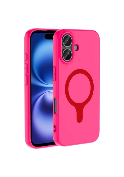 Apple iPhone Uyumlu 17 Kılıf M-safe Şarj Özellikli Zore Aris Silikon Kapak - Koyu Pembe