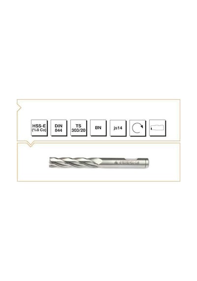 22Mm Hss Kısa Parmak Freze Dın844 Mte
