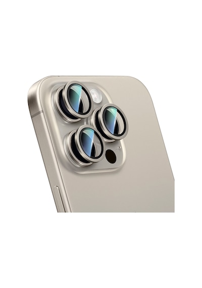 Apple Uyumlu iPhone 15 Pro Max Caseworld Alloy Serisi Oleofobik Anti Reflective Kamera Lens Koruyucu Titanyum-gri