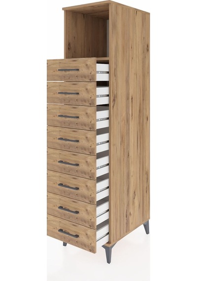 Kronos Dolap Tek Raflı 8 Çekmeceli 44x59x182 Çam-çam Çam