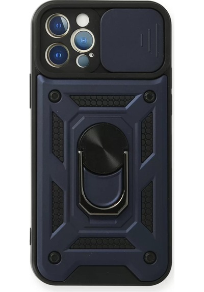 Newface Apple İphone 12 Pro Kılıf Pars Lens Yüzüklü Silikon - Lacivert