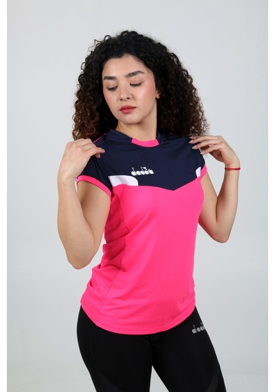 Diadora Aris Kadın Tişört Fuşya Lacivert