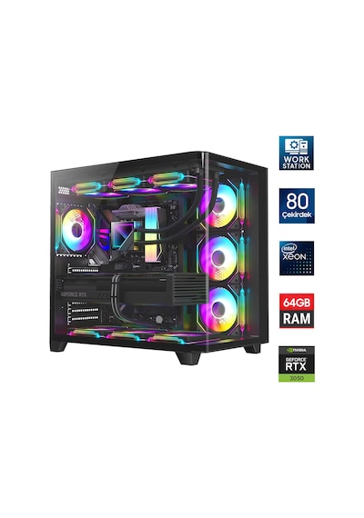 Turbox XEON E5-2698-V4 64 GB 1 TB NVMe RTX3050 Free Dos Oem Paket Masaüstü Oyuncu Bilgisayarı