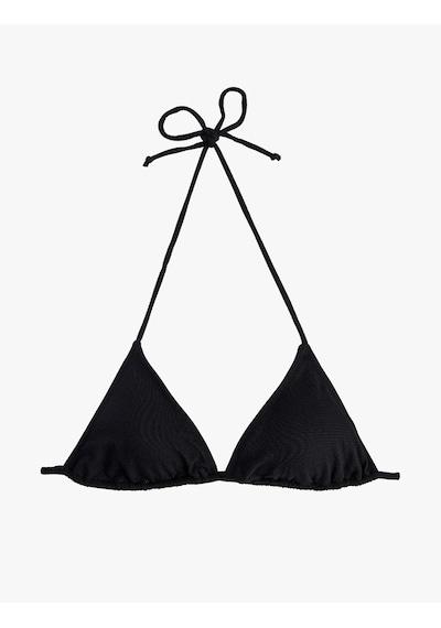 Koton Dokulu Üçgen Bikini Üstü Siyah 6sak10010mm
