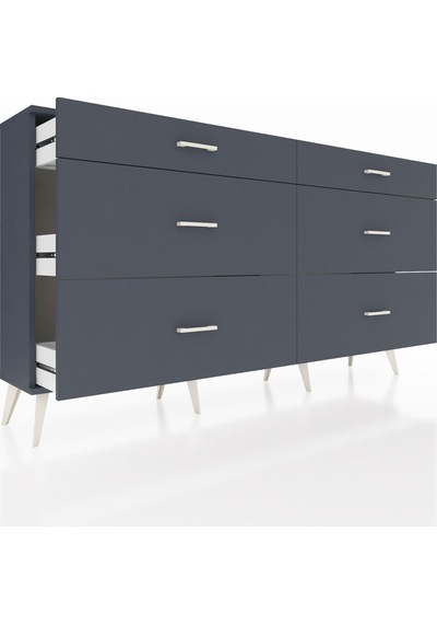Arges Konsol 6 Çekmeceli 176x30x99 Antrasit-antrasit Antrasit-antrasit