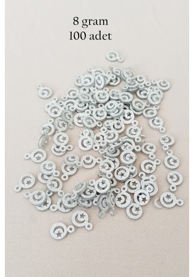 Oya Abiye Bileklik Kolye Pleksi Metalik Plastik Pul Gümüş Renk 8 Gram 100 Adet - Bnc516
