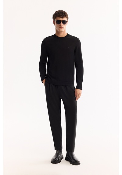 Avva Erkek Siyah Bisiklet Yaka Rayon Tüylenmeyen Regular Fit Triko Kazak A52y5001