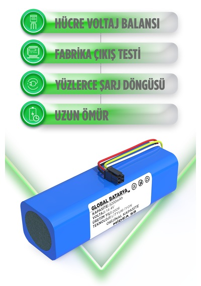 Midea S8 Uyumlu Robot Süpürge Bataryası 14.4v 5200mah Li-ion Pil  Kapasite