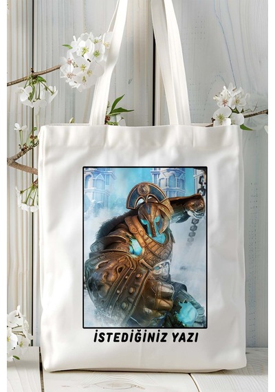 Art Hediye Gods Of Rome Mobil Oyun Baskılı Bez Çanta Omuz Çantası Çift Tafaflı Baskı Kişiye Özel 5 Çok Renkli