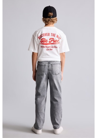 Defacto Erkek Çocuk Loose Fit Yıkama Efektli Düz Paça Jean Pantolon H2152a826aunm55 Gri-nm55